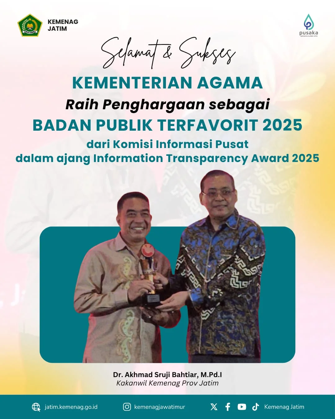 Kemenag Raih Penghargaan Badan Publik Terfavorit 2025 dari Komisi Informasi Pusat