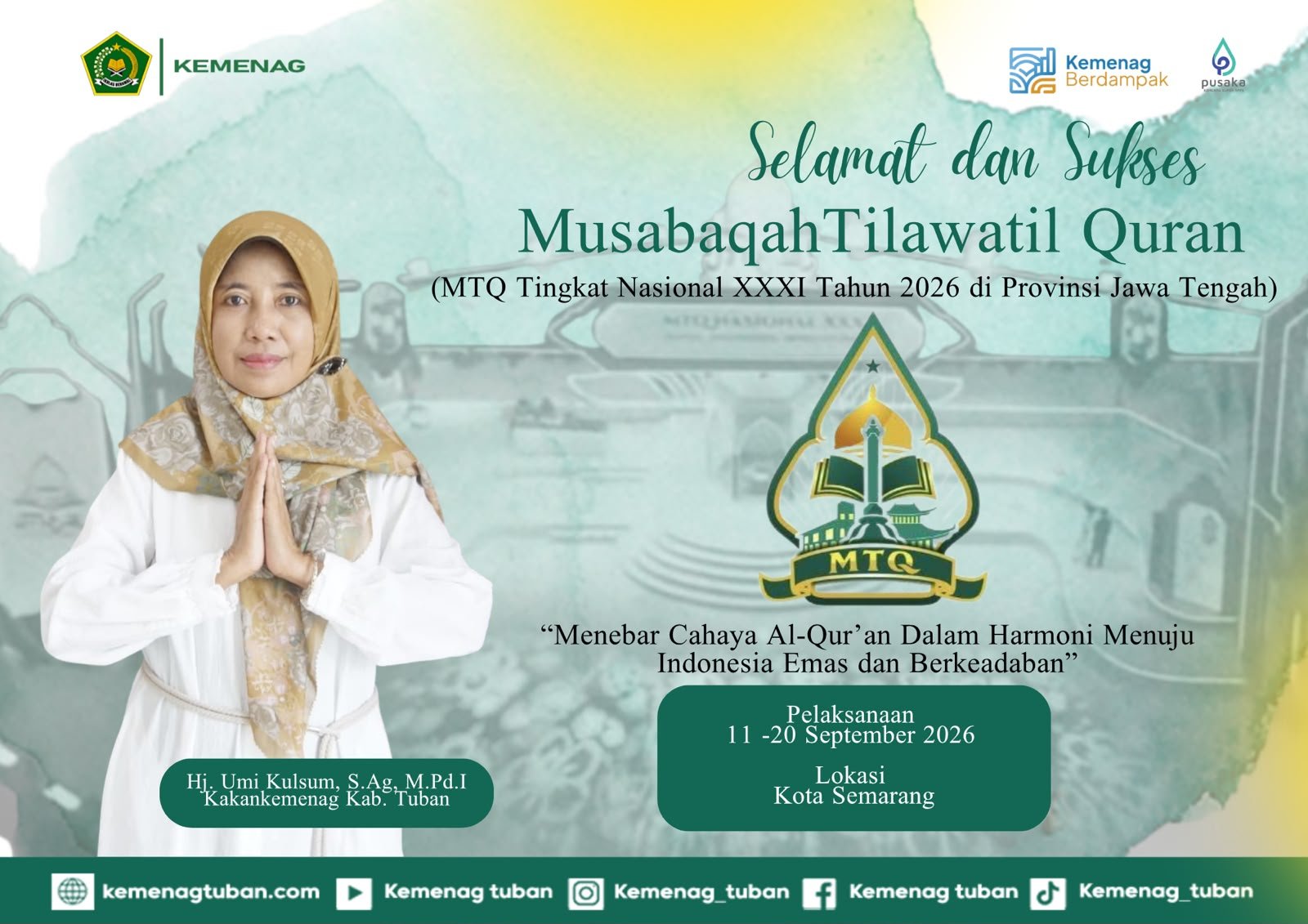 MTQ Nasional XXXI 2026 Digelar di Semarang, Kemenag Tuban Ajak Masyarakat Dukung dan Doakan